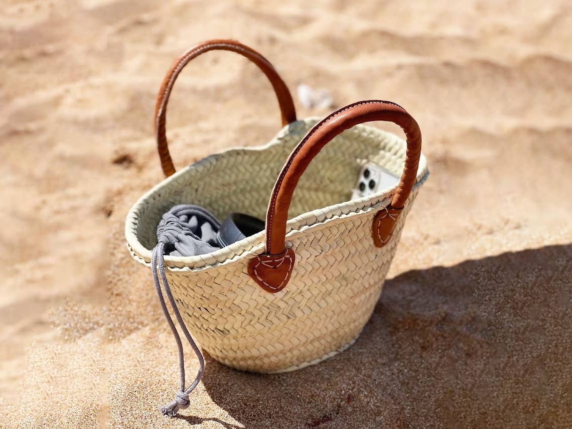 Mini Straw Bags Leather | Beach bag