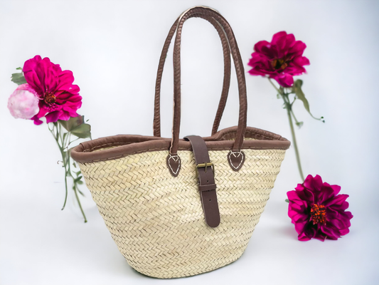 French Market Basket with Leather