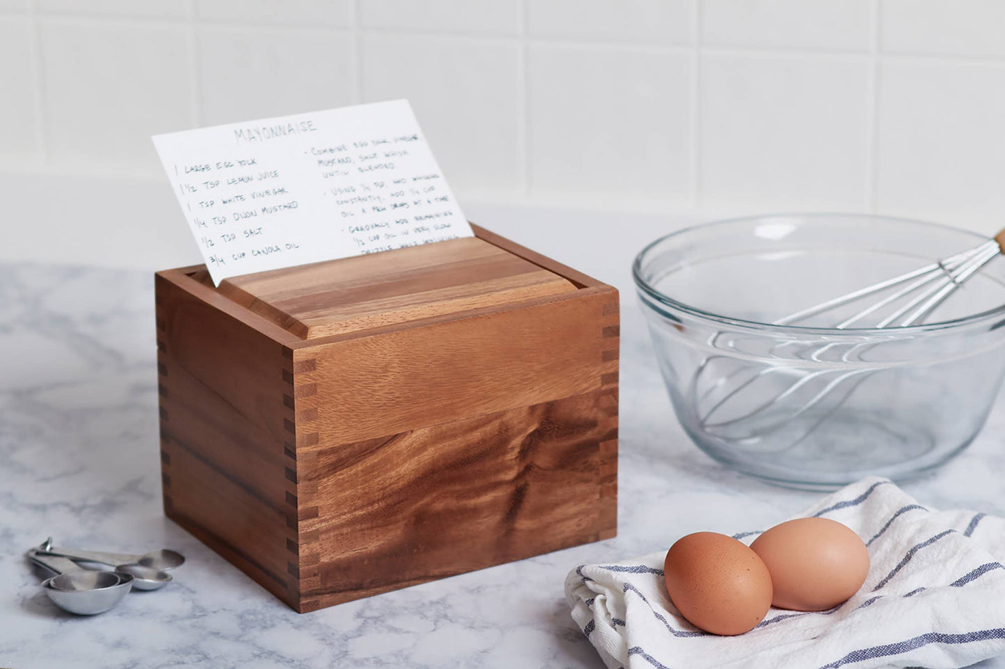 Ironwood Recipe Box, 2 Compartment, Acacia, 7"x 6"x 5.5"