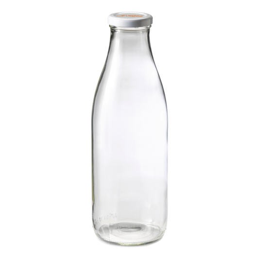 1L French Glass Milk Beverage Bottle W/ Metal Twist Cap