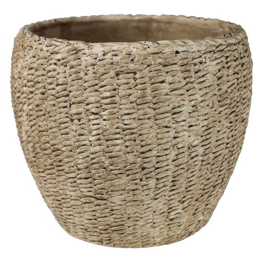 Pedro Basket Cachepot, Cement - Lrg