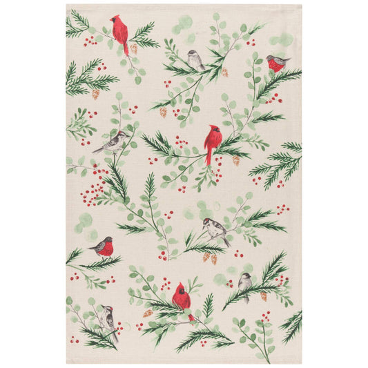 Forest Birds Christmas Dishtowel