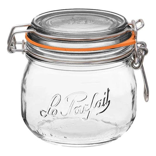 500ml Rounded French Glass Storage Jar WAirtight Rubber Sea