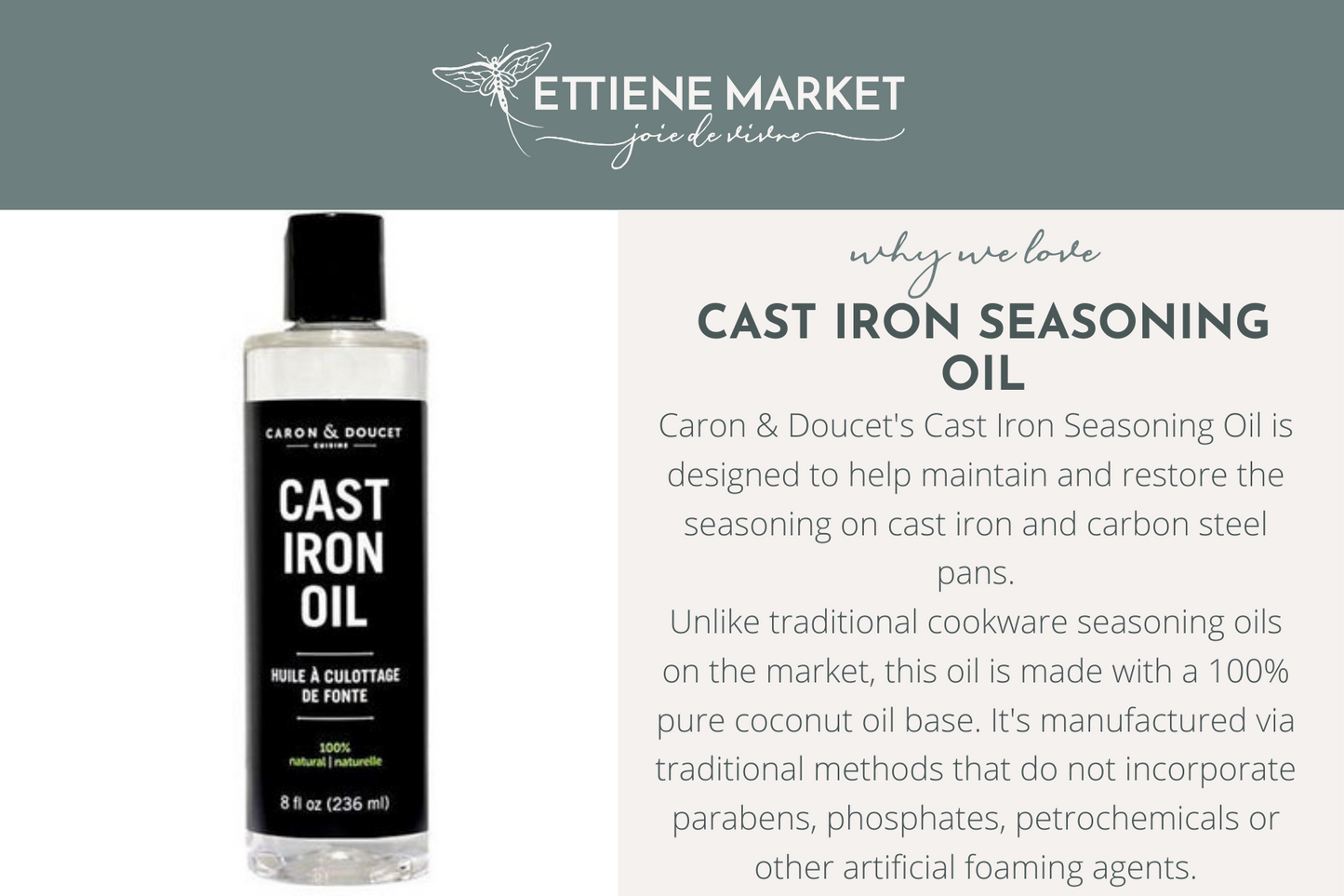 Cast Iron Seasoning Oil, 8 oz.