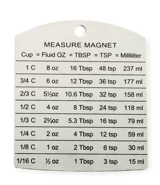 Kitchen Measure Magnet - Stainless Steel, 3.25″ x 4.125" - Ettiene Market
