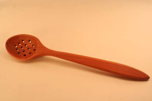 Handcrafted Wooden Straining Spoon, 14"