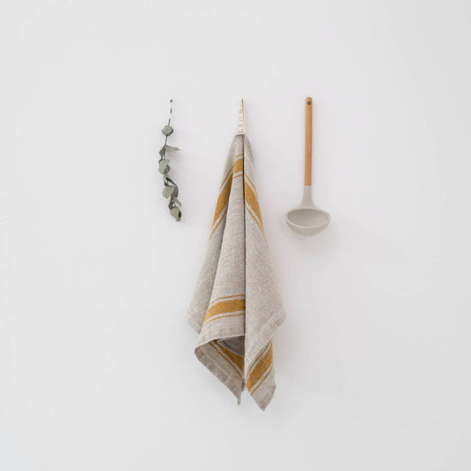 Gold Stripe Vintage Linen Kitchen Towel