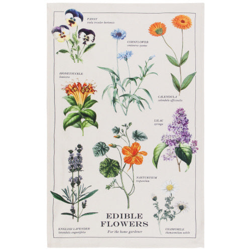 Edible Flowers Tea Towel